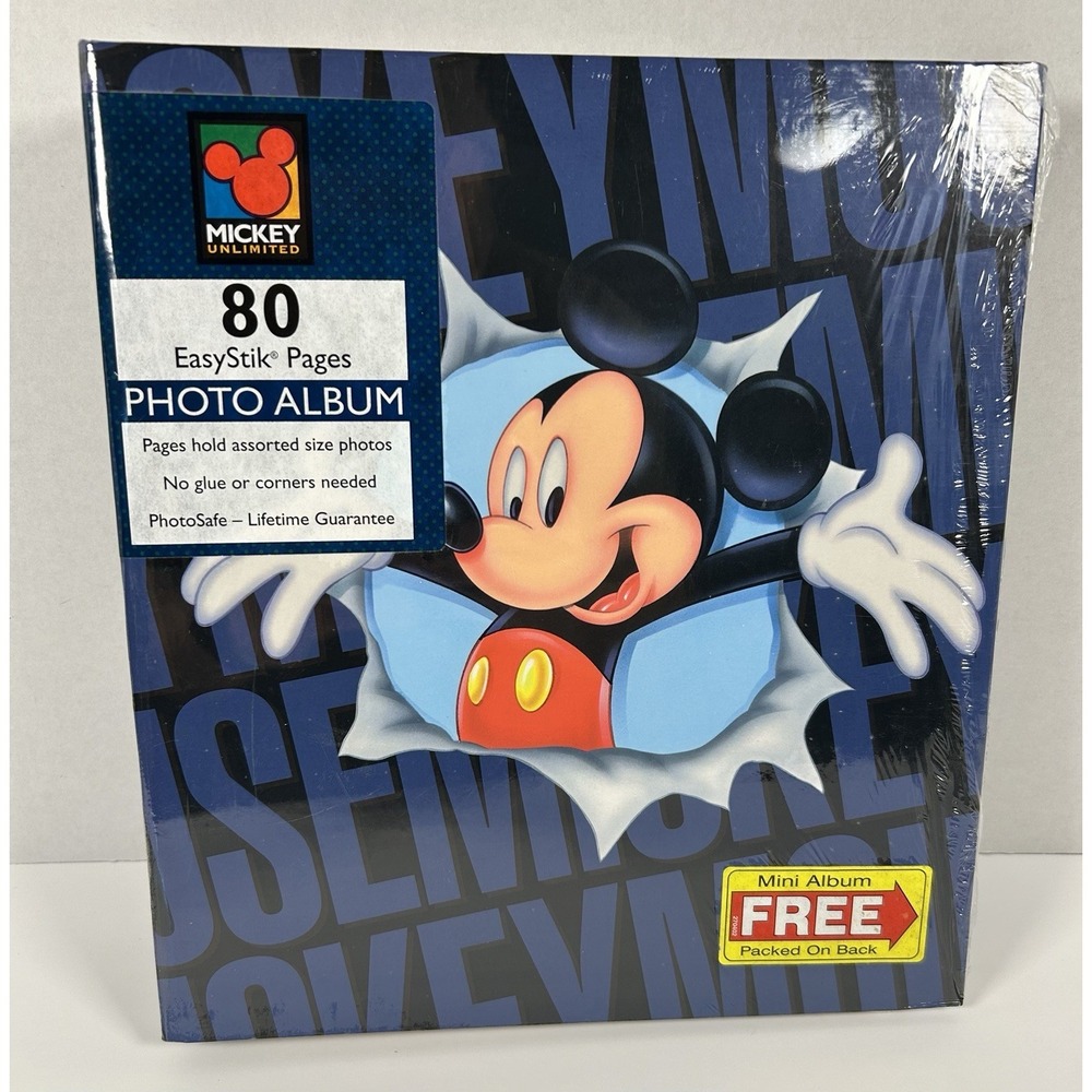 VTG Disney Mickey Mouse Photo Album 80 pages Self Sticking